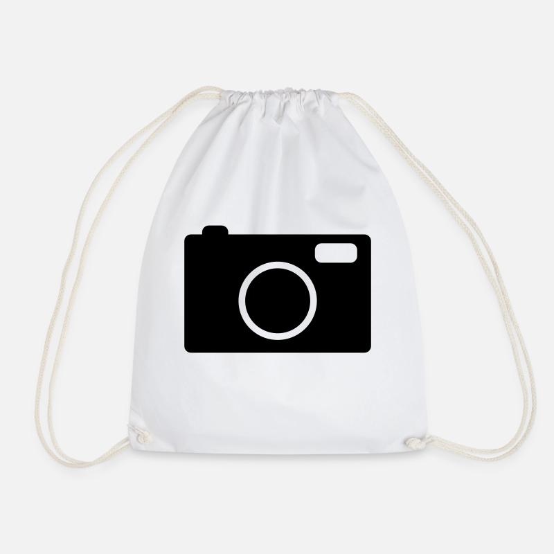 camera - Drawstring Bag - white