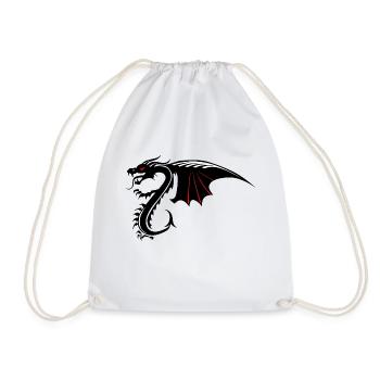 dragon tribal tattoo shape 200410 x - Drawstring Bag - white - Front