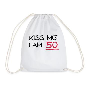 kiss me i am 50 birthday (uk) - Drawstring Bag - white - Front