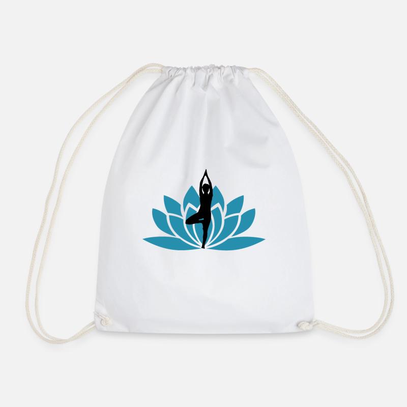 Namaste lotus flower / gift idea - Drawstring Bag - white