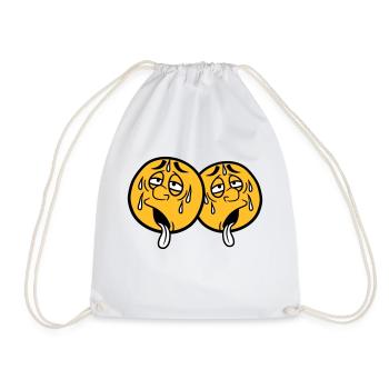 2 friends team couple face cartoon cartoon circle ru - Drawstring Bag - white - Front