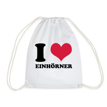 I Love Einhörner - Turnbeutel - Weiß - Vorne
