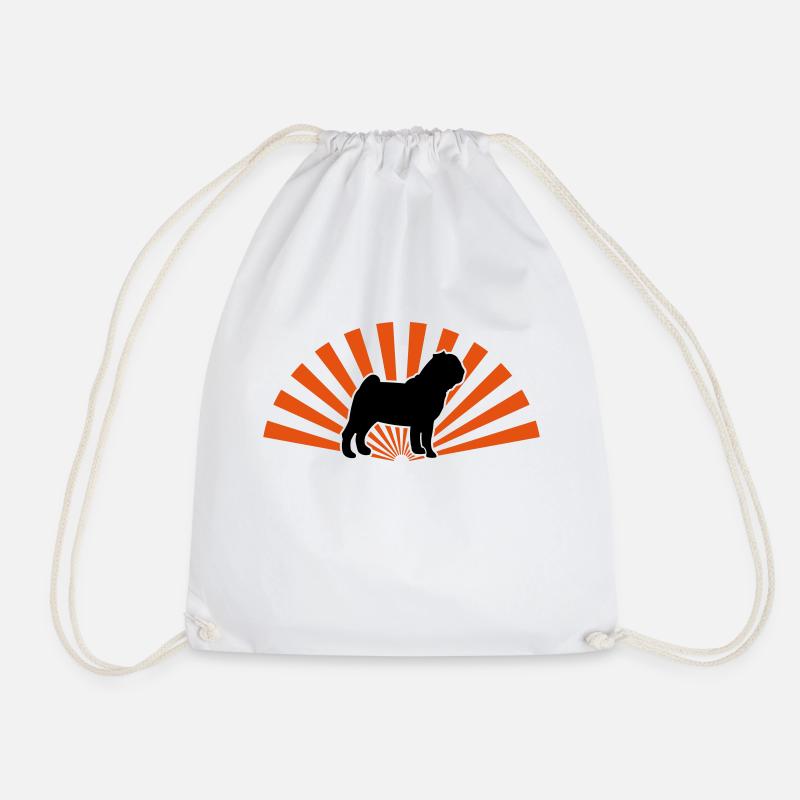 pug - Drawstring Bag - white
