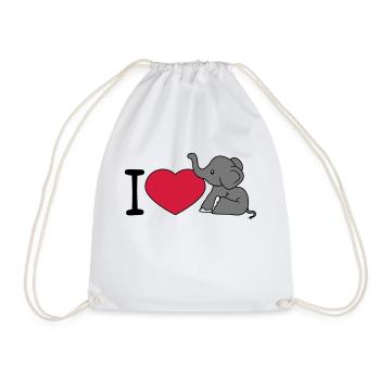 elefant i love liebe herz sitzend suess kalb klein - Turnbeutel - Weiß - Vorne