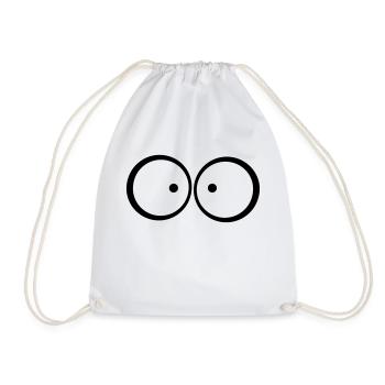 Anxious cross-eyed blue cartoon eyes - Drawstring Bag - white - Front