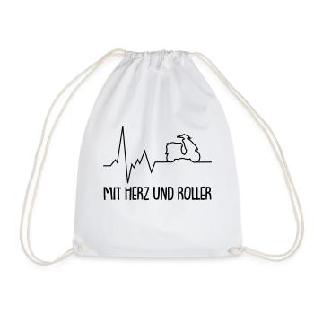 mit herz und roller - Turnbeutel - Weiß - Vorne