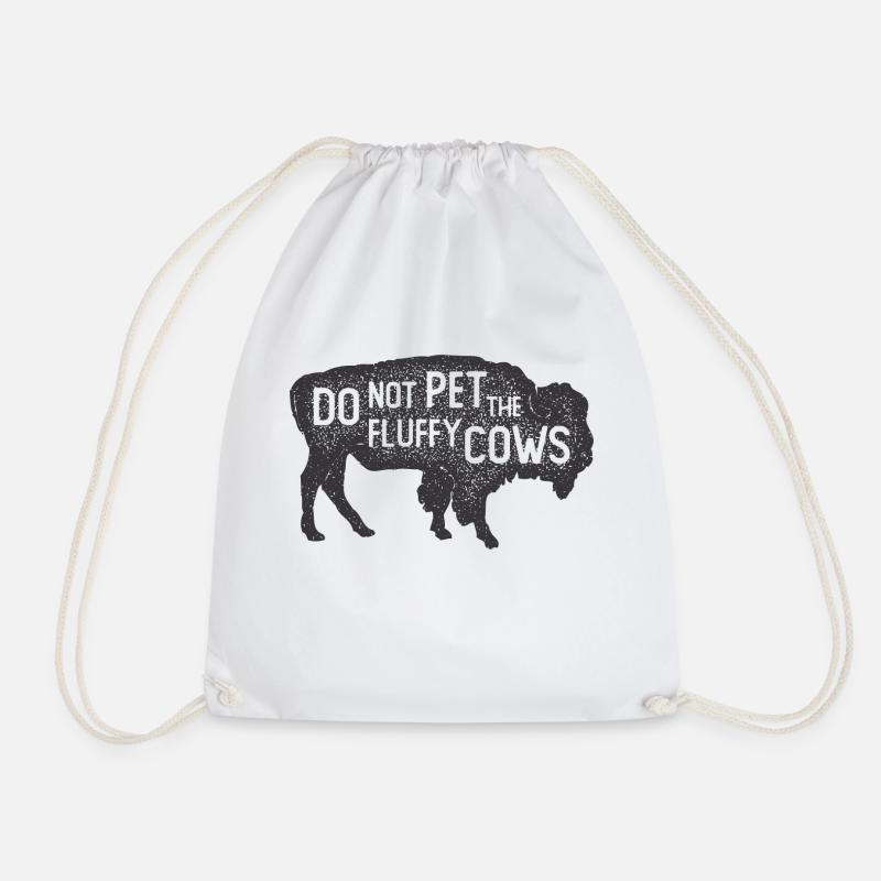 do not pet the fluffy cows - Drawstring Bag - white