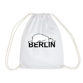 Berlin - The lazy Paule Germany Berlin Bear - Drawstring Bag - white - Front
