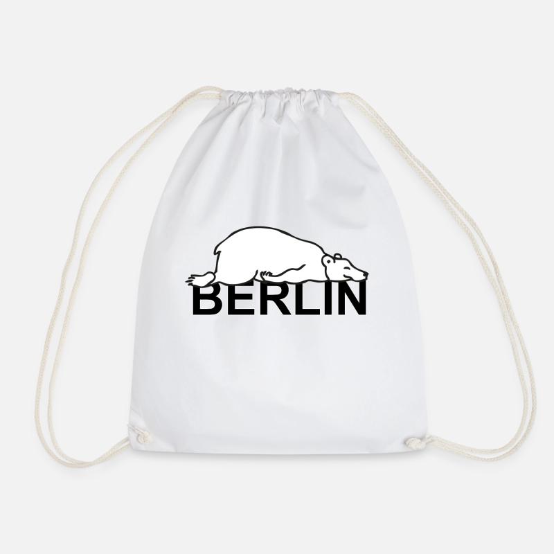 Berlin - The lazy Paule Germany Berlin Bear - Drawstring Bag - white