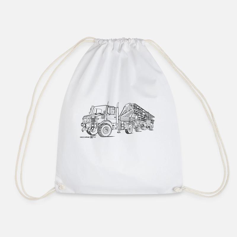 Unimog avec une grue pliante - Sac de sport léger - blanc