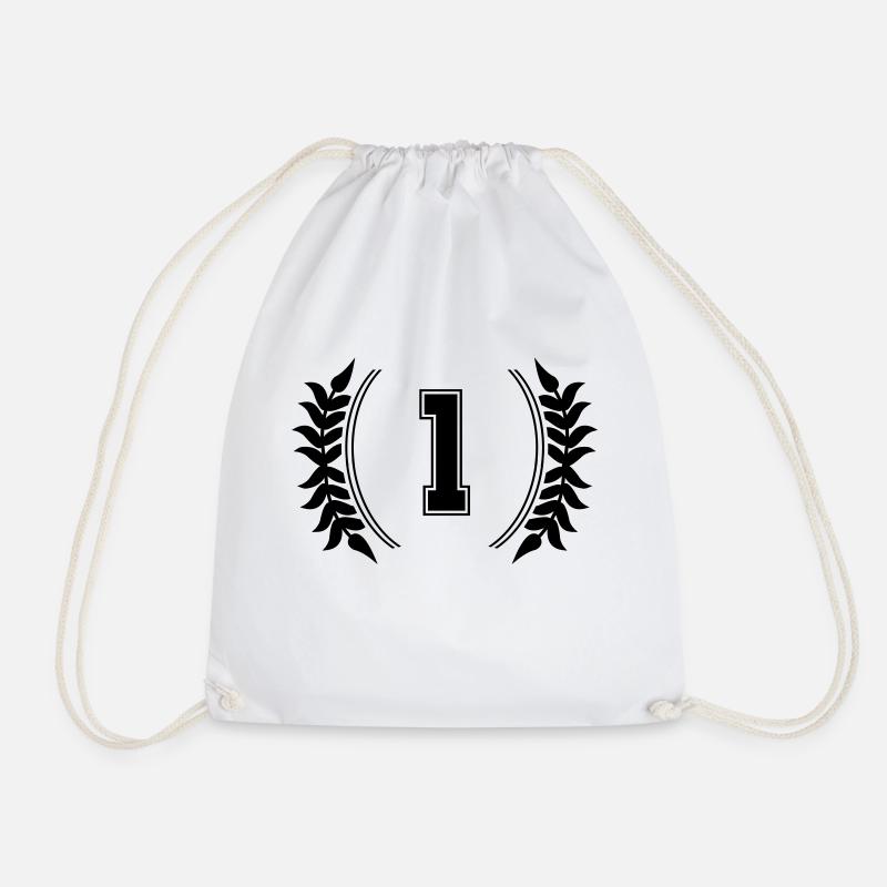 number 1 - Drawstring Bag - white