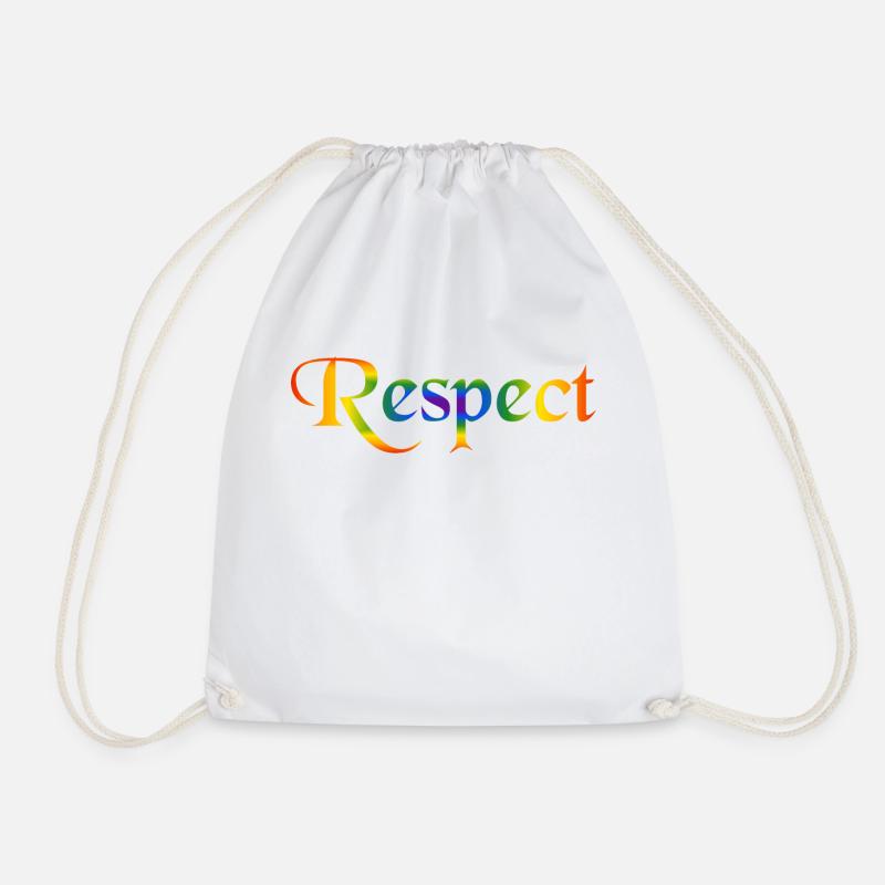 Schriftzug Respect Regenbogenfarben - Turnbeutel - Weiß