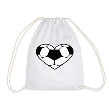 Football Soccer Heart - Drawstring Bag - white - Front