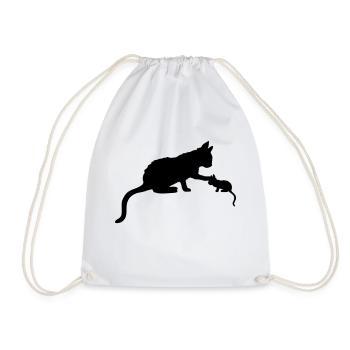 Cat Mom touches kittens - Drawstring Bag - white - Front