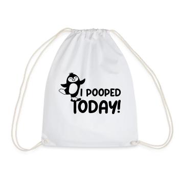 I pooped today Penguin - Drawstring Bag - white - Front