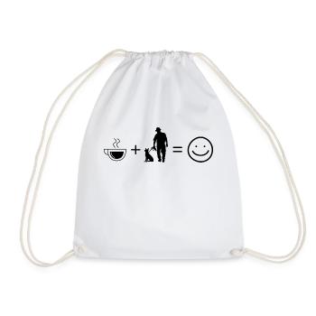 Kaffee Smile Face und Hund 1 - - Turnbeutel - Weiß - Vorne