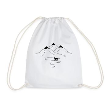 Mountain trail curves and cat - - Drawstring Bag - white - Front