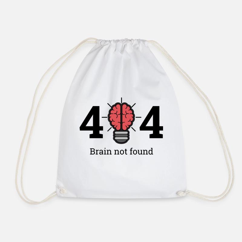 404 - brain not found - Drawstring Bag - white