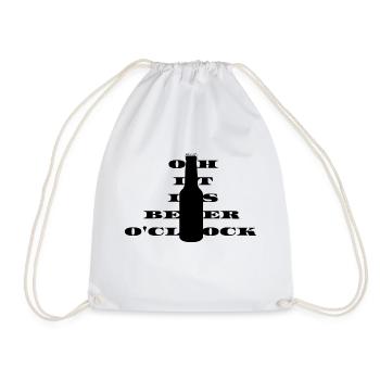 Oh it is beer o clock - Drawstring Bag - white - Front