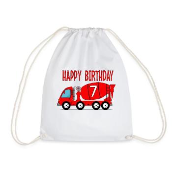 Betonmischer Happy Birthday 7 - Turnbeutel - Weiß - Vorne