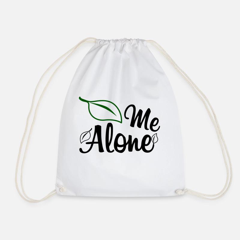 "Leaf" me Alone - Drawstring Bag - white