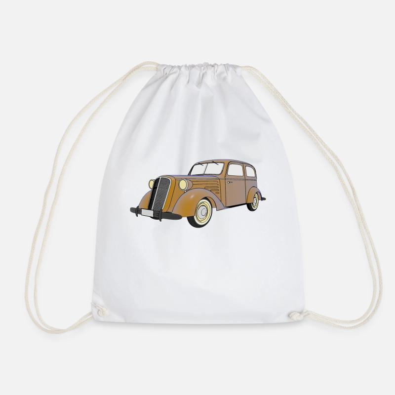 Car - Drawstring Bag - white