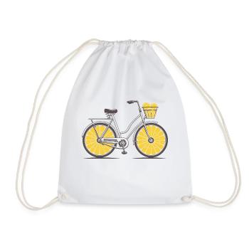 Vintage retro bicycle with lemons, summer - Drawstring Bag - white - Front