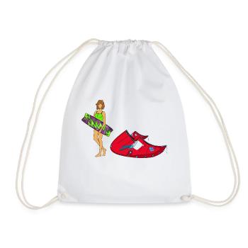 Kitegirl with kite equipment - Drawstring Bag - white - Front