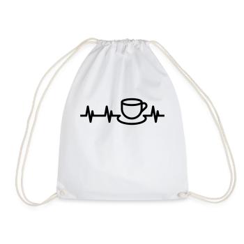 Herzschlag Kaffee, Kaffeeliebhaber - Turnbeutel - Weiß - Vorne