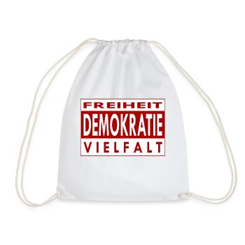 Freiheit, Demokratie & Vielfalt sind unsere Werte - Turnbeutel - Weiß - Vorne