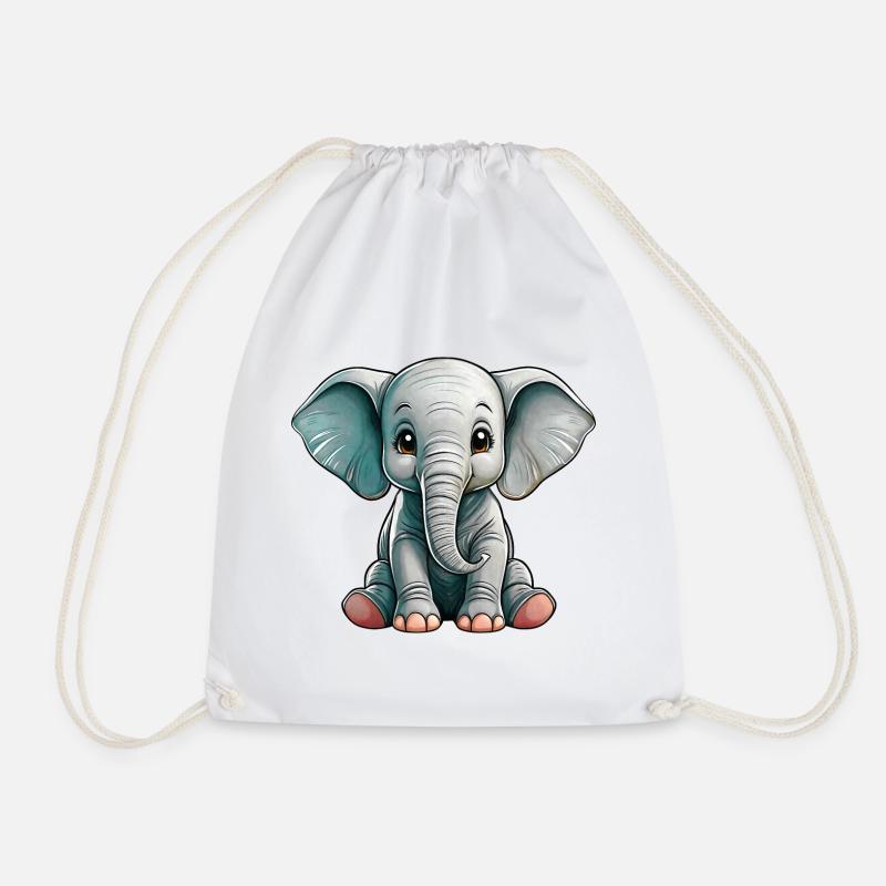 Little Elephant - Drawstring Bag - white