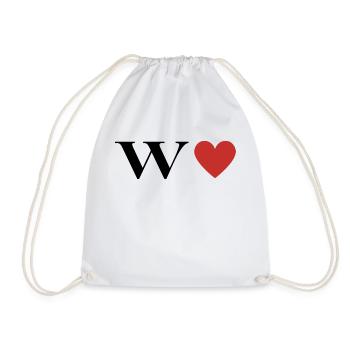 Letter w Red Heart - Drawstring Bag - white - Front