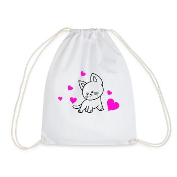 cat love 01 - Turnbeutel - Weiß - Vorne