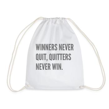 Winners never quit, quitters never win. - Drawstring Bag - white - Front