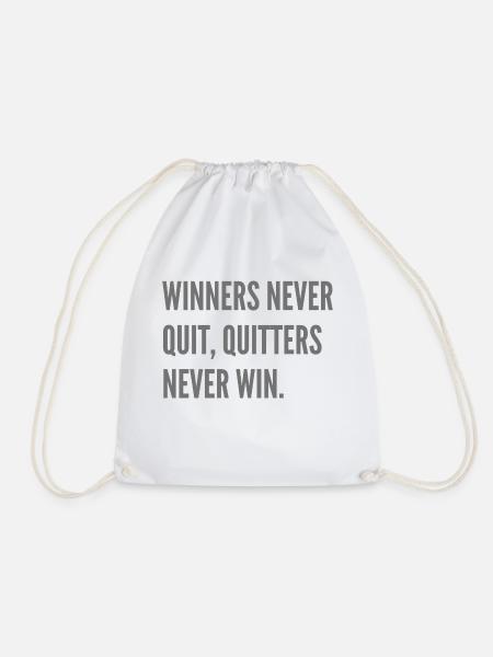 Winners never quit, quitters never win. - Drawstring Bag - white
