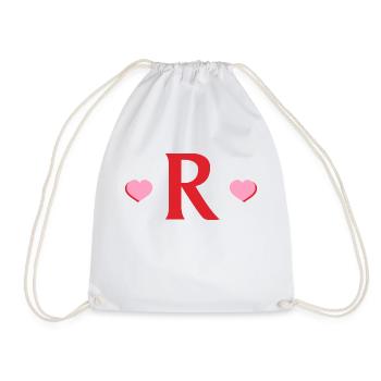 Letter r red hearts - Drawstring Bag - white - Front