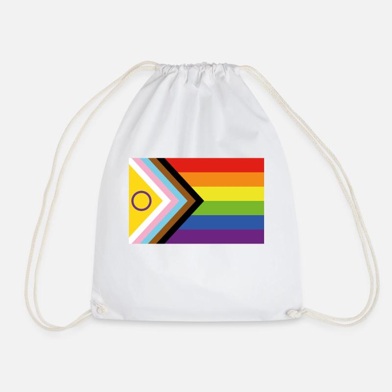 Pride Flag - Rainbow Flag - Drawstring Bag - white