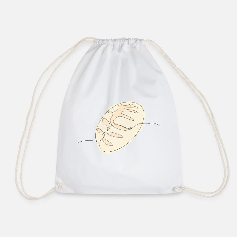 Sourdough bread Line Art Drawing - Drawstring Bag - white