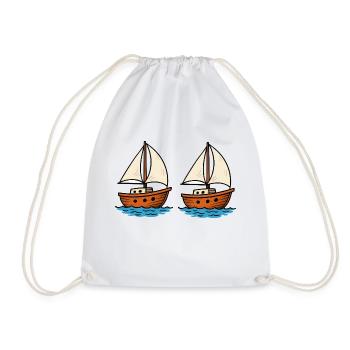 sailboats - Drawstring Bag - white - Front