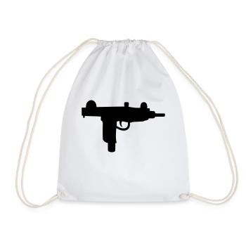 Waffe - Uzi - Turnbeutel - Weiß - Vorne