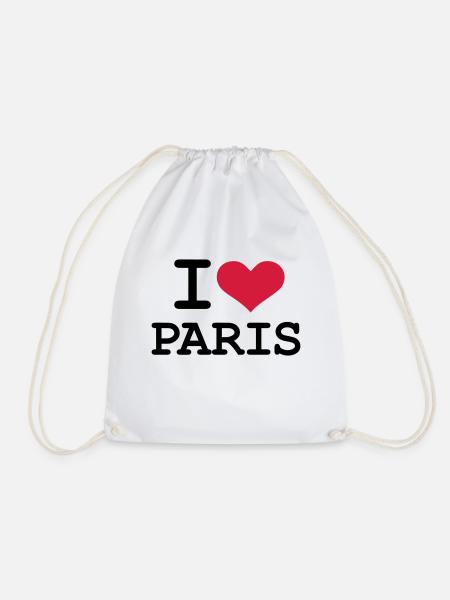 I - love - Paris - Drawstring Bag - white
