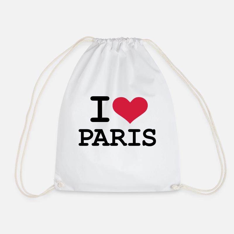 I - love - Paris - Drawstring Bag - white