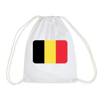 BELGIUM FLAG round corner 400 dpi - Drawstring Bag - white - Front
