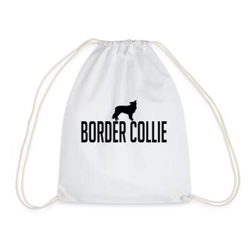 BORDER COLLIE dog - Drawstring Bag - white - Front