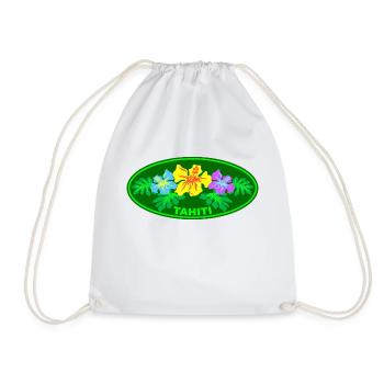 tahiti hibiscus - Drawstring Bag - white - Front