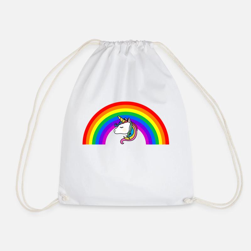 Regenbogen Einhorn - Turnbeutel - Weiß