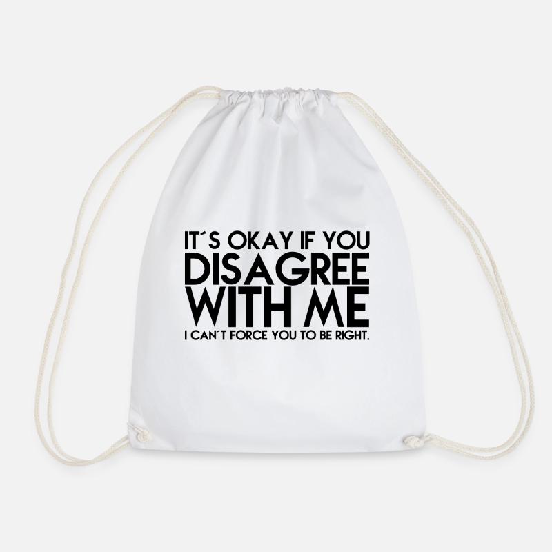 DISAGREE, GIFT - Drawstring Bag - white