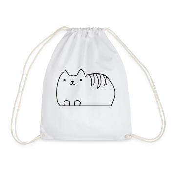 cat - Drawstring Bag - white - Front