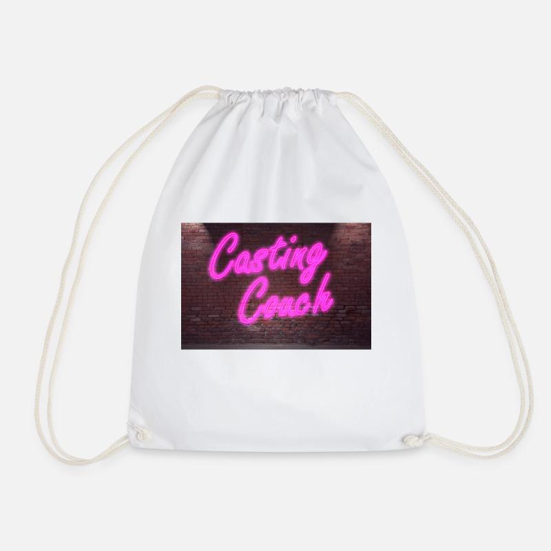 Neon Lettering Casting Couch on Brick Wall Poster - Turnbeutel - Weiß