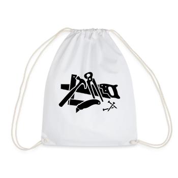 Tool craftsman DIY hammer saw pliers - Drawstring Bag - white - Front